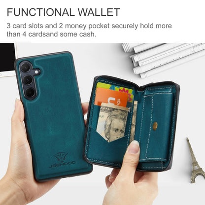 For Samsung Galaxy A35 5G JEEHOOD Magnetic Zipper Horizontal Flip Leather Phone Case(Blue)