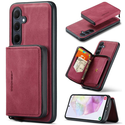 For Samsung Galaxy A35 5G JEEHOOD Magnetic Zipper Horizontal Flip Leather Phone Case(Red)