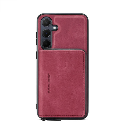 For Samsung Galaxy A35 5G JEEHOOD Magnetic Zipper Horizontal Flip Leather Phone Case(Red)