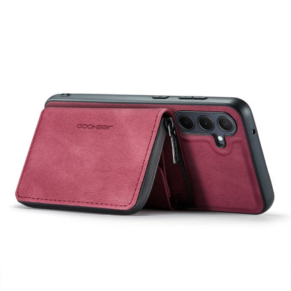 For Samsung Galaxy A35 5G JEEHOOD Magnetic Zipper Horizontal Flip Leather Phone Case(Red)