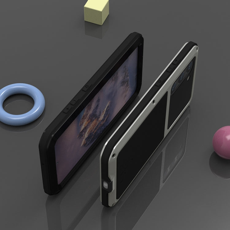 For Samsung Galaxy S23 5G LOVE MEI Metal Shockproof Life Waterproof Dustproof Phone Case(Silver)