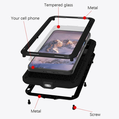 For Samsung Galaxy S23 5G LOVE MEI Metal Shockproof Life Waterproof Dustproof Phone Case(Black)