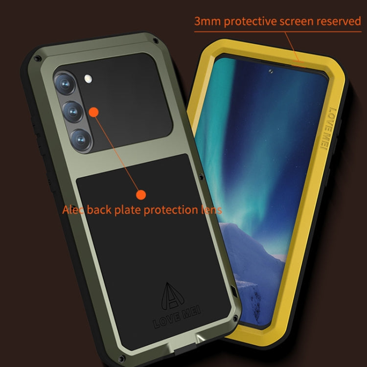 For Samsung Galaxy S23+ 5G LOVE MEI Metal Shockproof Life Waterproof Dustproof Phone Case(Yellow)