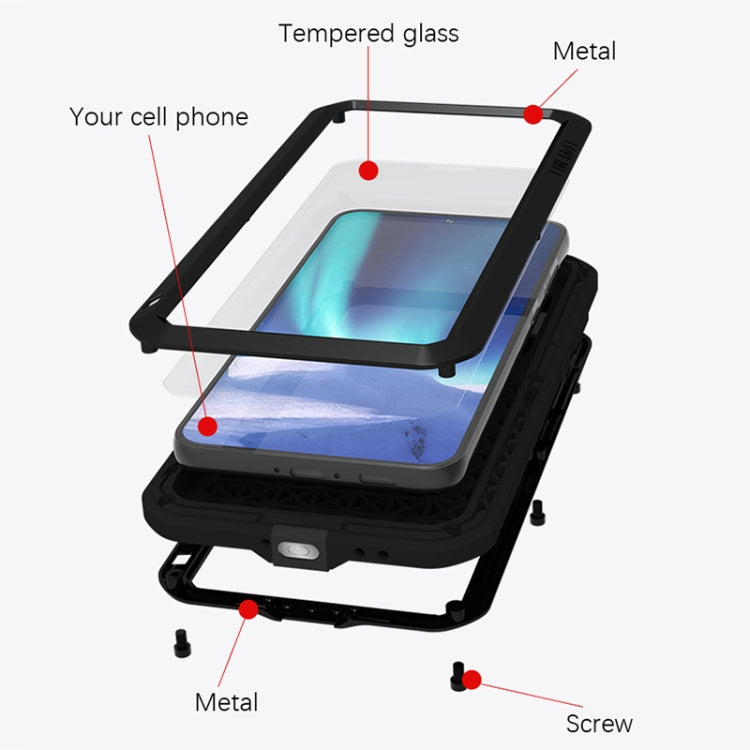 For Samsung Galaxy S23+ 5G LOVE MEI Metal Shockproof Life Waterproof Dustproof Phone Case(Red)