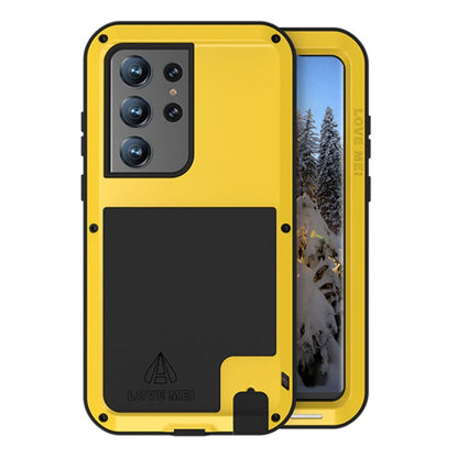 Pour Samsung Galaxy S23 Ultra 5G LOVE MEI Coque de Téléphone Antichoc en Métal Étanche à la Poussière (Jaune)