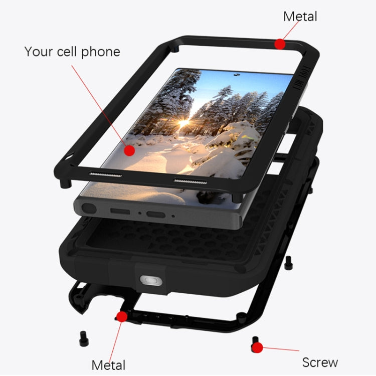 For Samsung Galaxy S23 Ultra 5G LOVE MEI Metal Shockproof Life Waterproof Dustproof Phone Case(Silver)