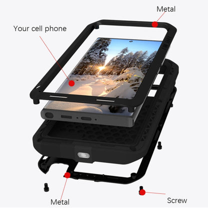 For Samsung Galaxy S23 Ultra 5G LOVE MEI Metal Shockproof Life Waterproof Dustproof Phone Case(Silver)