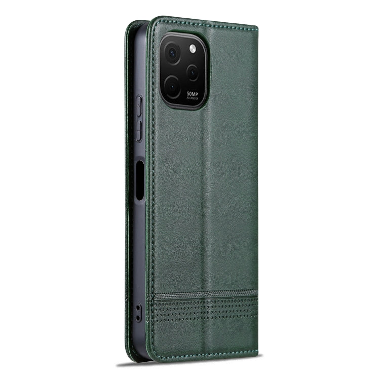 For Huawei Enjoy 50z AZNS Magnetic Calf Texture Flip Leather Phone Case(Dark Green)