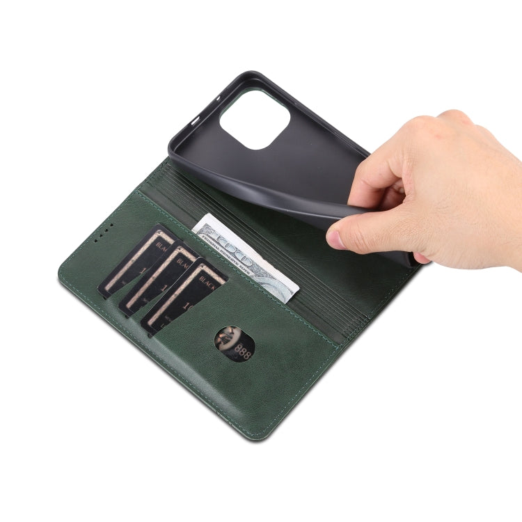 For Huawei Enjoy 50z AZNS Magnetic Calf Texture Flip Leather Phone Case(Dark Green)