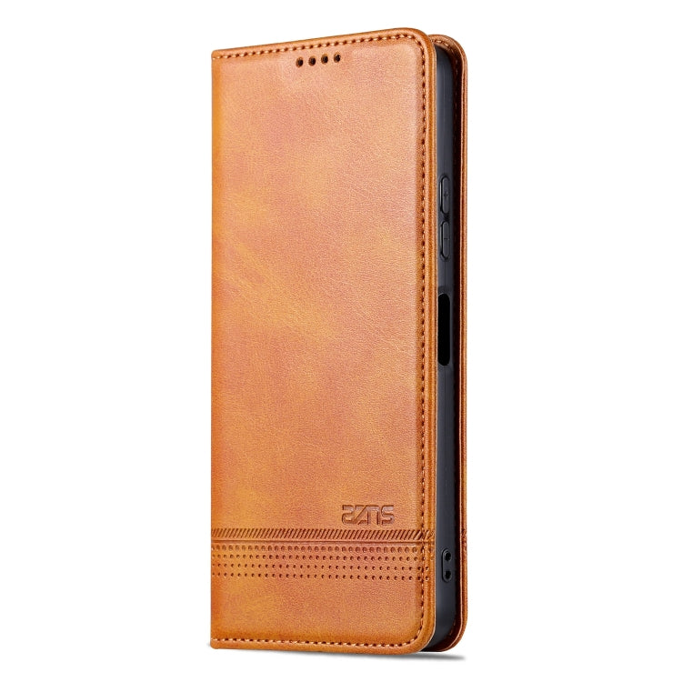 For Huawei nova Y61 AZNS Magnetic Calf Texture Flip Leather Phone Case(Light Brown)