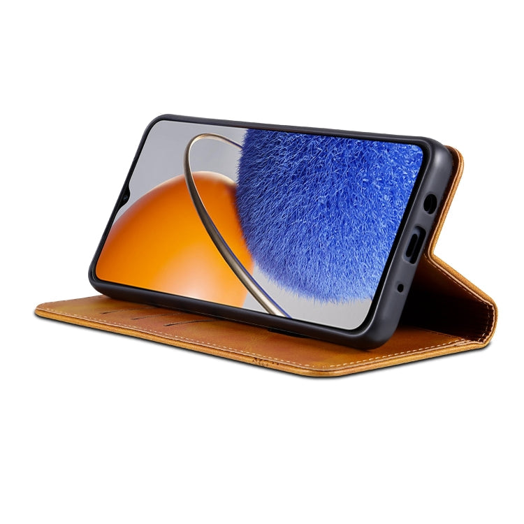 For Huawei nova Y61 AZNS Magnetic Calf Texture Flip Leather Phone Case(Light Brown)