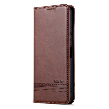 For Huawei nova Y61 AZNS Magnetic Calf Texture Flip Leather Phone Case(Dark Brown)