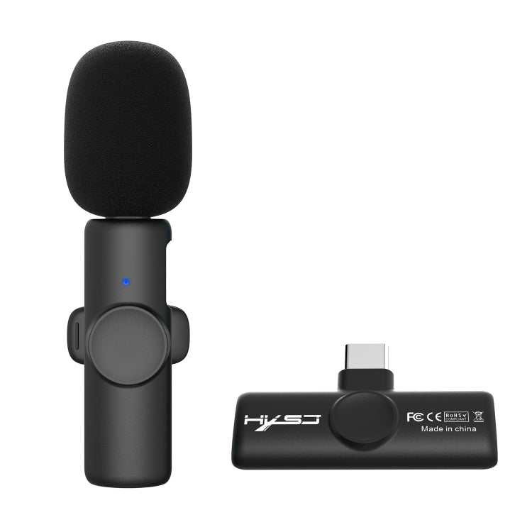 HXSJ F18 Microphone Lavalier Sans Fil 2.4G USB-C/Type-C avec Réduction du Bruit (Noir)