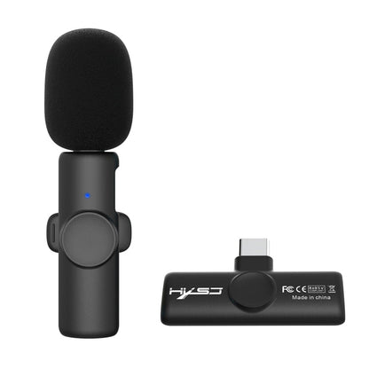 HXSJ F18 Microphone Lavalier Sans Fil 2.4G USB-C/Type-C avec Réduction du Bruit (Noir)