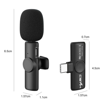 HXSJ F18 Microphone Lavalier Sans Fil 2.4G USB-C/Type-C avec Réduction du Bruit (Noir)