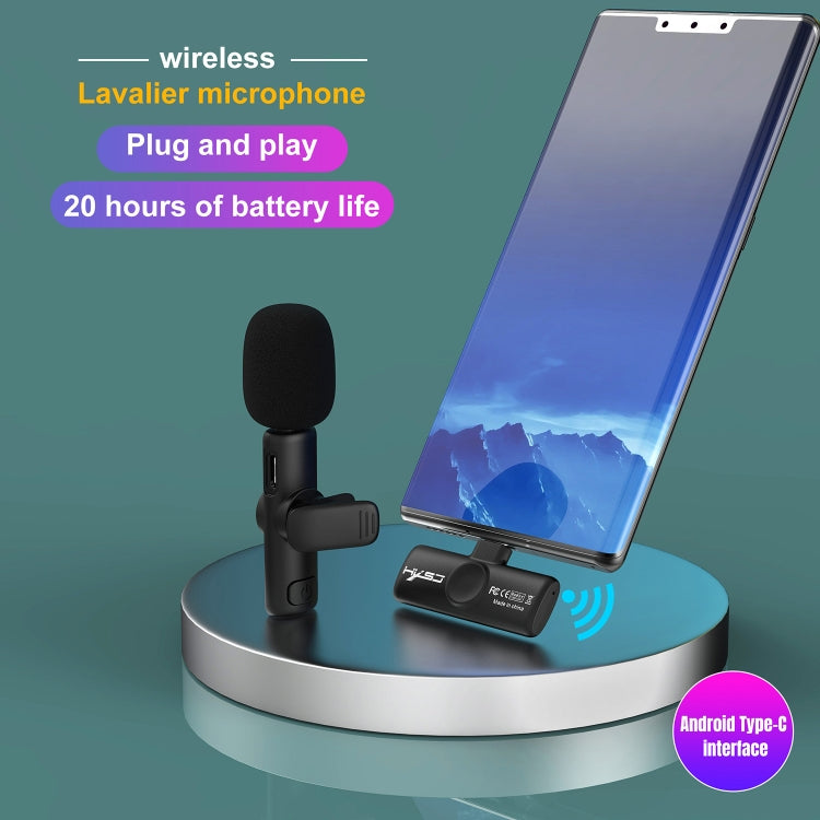 HXSJ F18 Microphone Lavalier Sans Fil 2.4G USB-C/Type-C avec Réduction du Bruit (Noir)