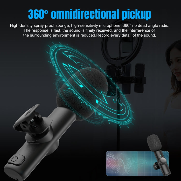 HXSJ F18 Microphone Lavalier Sans Fil 2.4G USB-C/Type-C avec Réduction du Bruit (Noir)