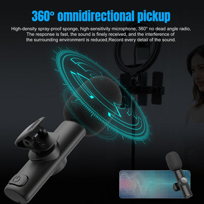 HXSJ F18 Microphone Lavalier Sans Fil 2.4G USB-C/Type-C avec Réduction du Bruit (Noir)