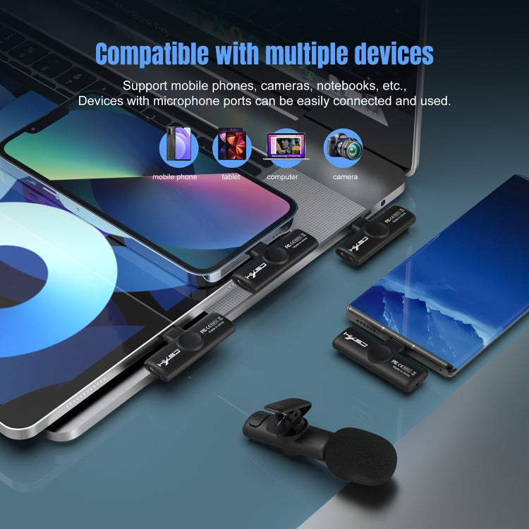 HXSJ F18 Microphone Lavalier Sans Fil 2.4G USB-C/Type-C avec Réduction du Bruit (Noir)