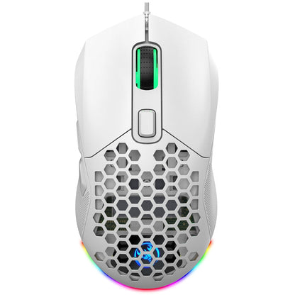 HXSJ X300 7200DPI RGB Backlight Interchangeable Back Cover Hole Gaming Wired Mouse(White)