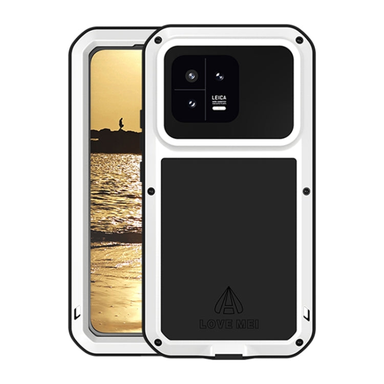 Pour Xiaomi 13 LOVE MEI Coque de Téléphone Antichoc en Métal Étanchéité à Vie Anti-Poussière (Blanc)