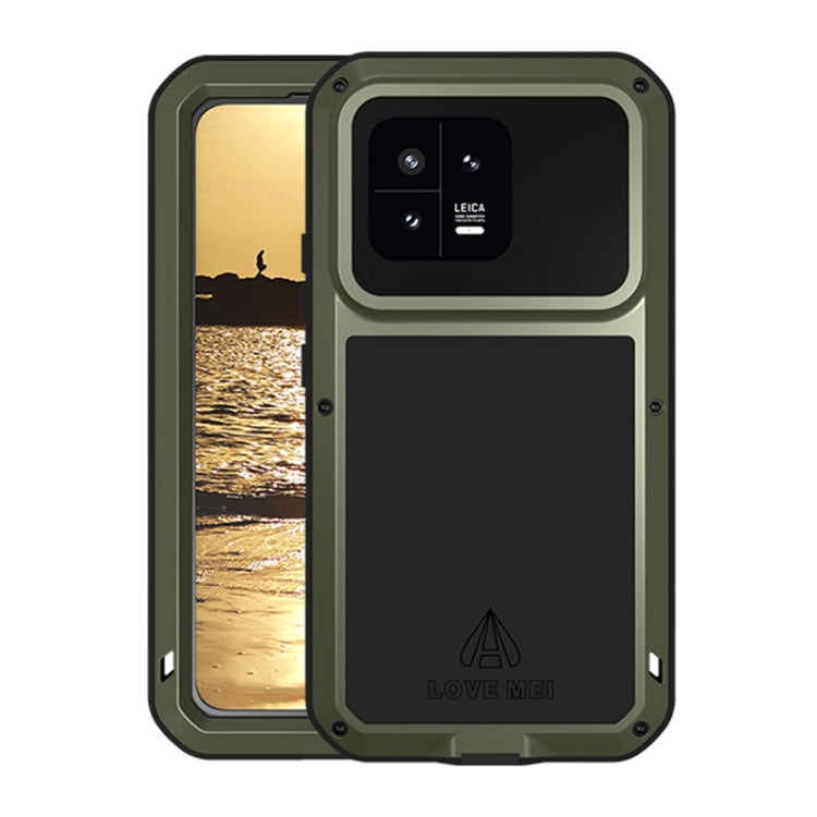 Pour Xiaomi 13 LOVE MEI Coque de téléphone antichoc en métal étanche à vie anti-poussière (Vert Armée)