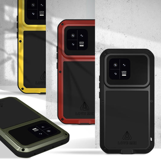 For Xiaomi 13 LOVE MEI Metal Shockproof Life Waterproof Dustproof Phone Case(Yellow)