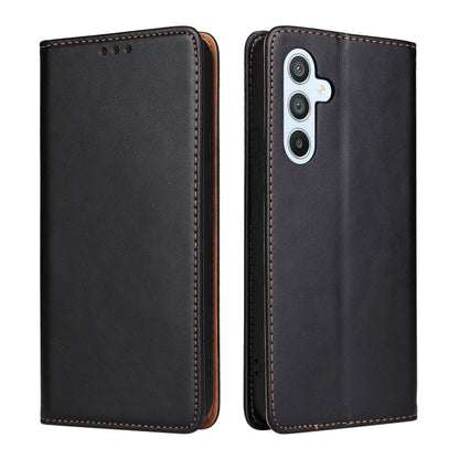 For Samsung Galaxy A54 5G Fierre Shann PU Genuine Leather Texture Leather Phone Case(Black)