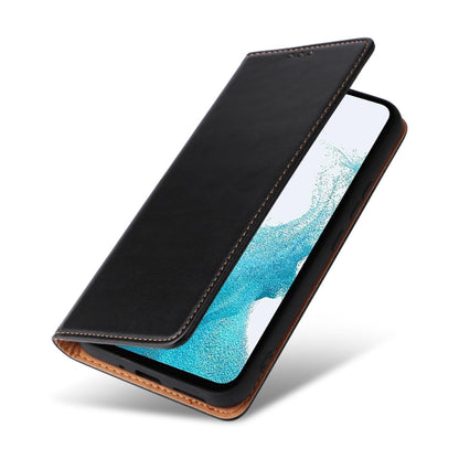 For Samsung Galaxy A54 5G Fierre Shann PU Genuine Leather Texture Leather Phone Case(Black)