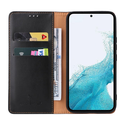 For Samsung Galaxy A54 5G Fierre Shann PU Genuine Leather Texture Leather Phone Case(Black)