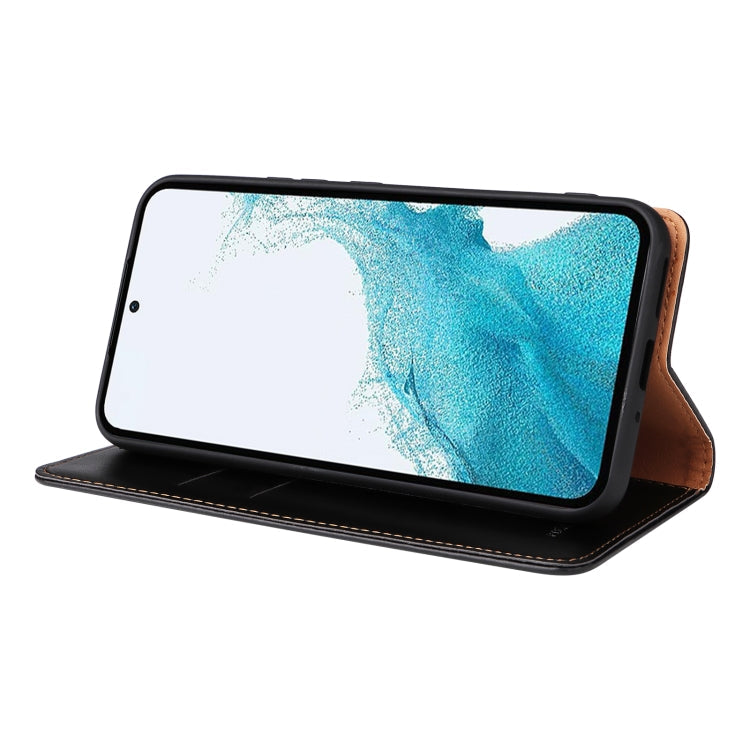 For Samsung Galaxy A54 5G Fierre Shann PU Genuine Leather Texture Leather Phone Case(Black)