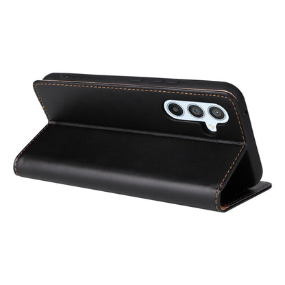 For Samsung Galaxy A54 5G Fierre Shann PU Genuine Leather Texture Leather Phone Case(Black)