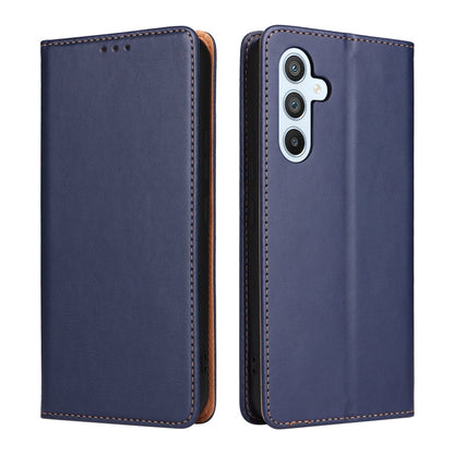 For Samsung Galaxy A54 5G Fierre Shann PU Genuine Leather Texture Leather Phone Case(Blue)
