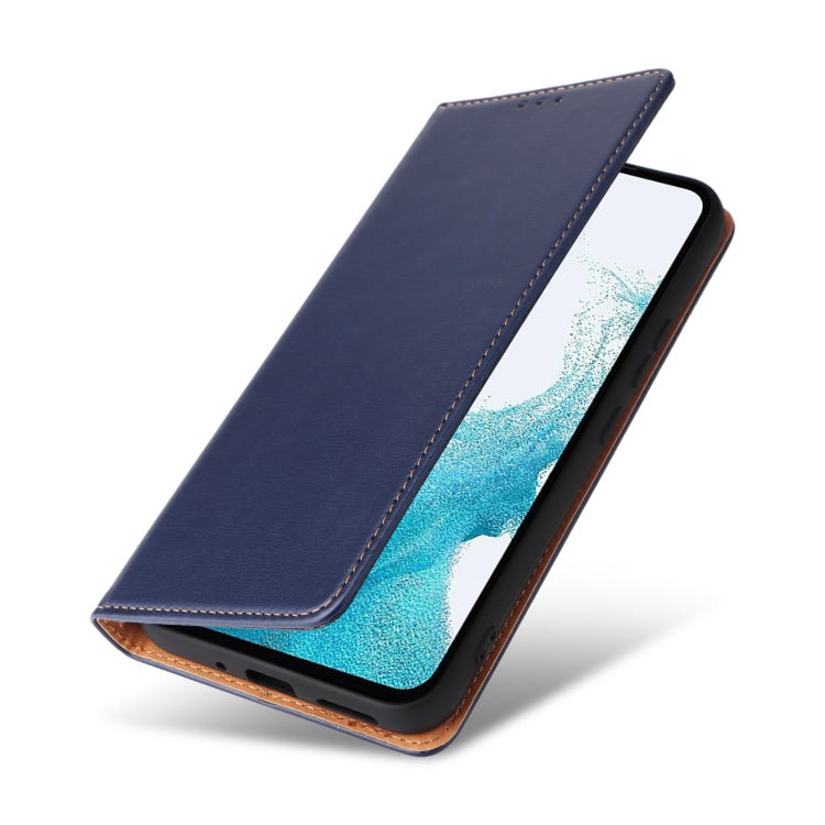 For Samsung Galaxy A54 5G Fierre Shann PU Genuine Leather Texture Leather Phone Case(Blue)