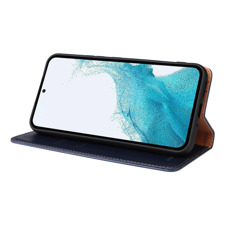 For Samsung Galaxy A54 5G Fierre Shann PU Genuine Leather Texture Leather Phone Case(Blue)
