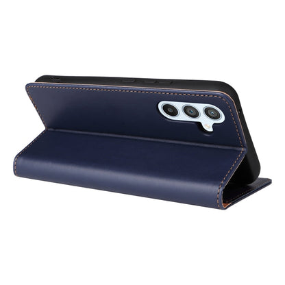 For Samsung Galaxy A54 5G Fierre Shann PU Genuine Leather Texture Leather Phone Case(Blue)