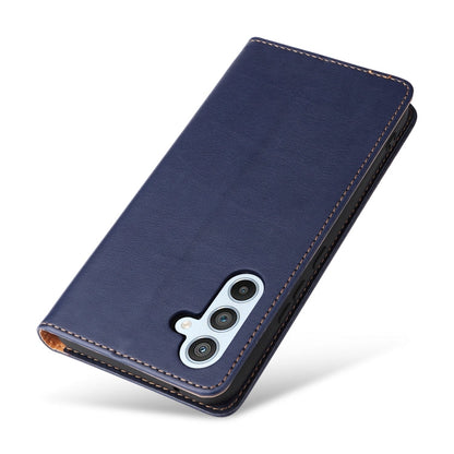 For Samsung Galaxy A54 5G Fierre Shann PU Genuine Leather Texture Leather Phone Case(Blue)