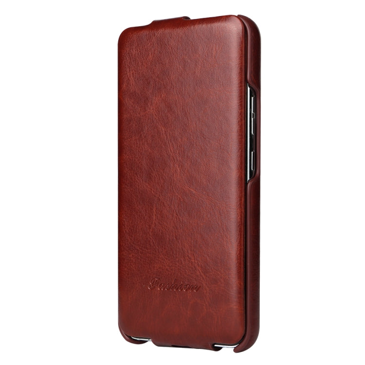 For Samsung Galaxy S23 5G Fierre Shann 64 Texture Vertical Flip PU Leather Phone Case(Brown)