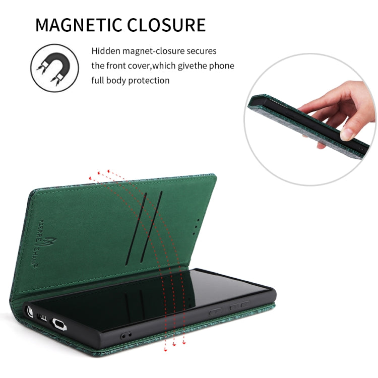 For Samsung Galaxy S23 Ultra 5G Fierre Shann Crocodile Texture Magnetic Genuine Leather Phone Case(Green)