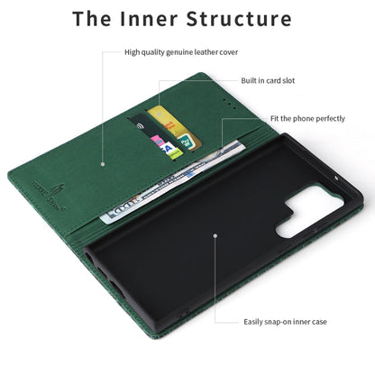 For Samsung Galaxy S23 Ultra 5G Fierre Shann Crocodile Texture Magnetic Genuine Leather Phone Case(Green)