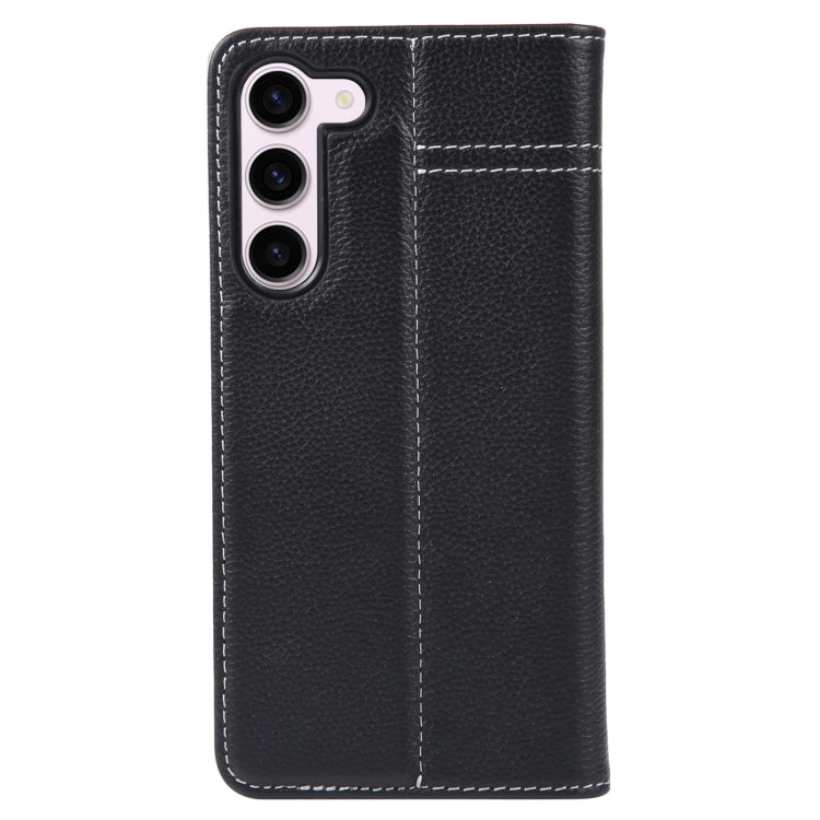 For Samsung Galaxy S23 5G GEBEI Top-grain Horizontal Flip Leather Phone Case(Black)