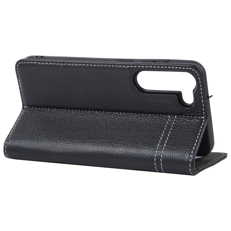 For Samsung Galaxy S23 5G GEBEI Top-grain Horizontal Flip Leather Phone Case(Black)