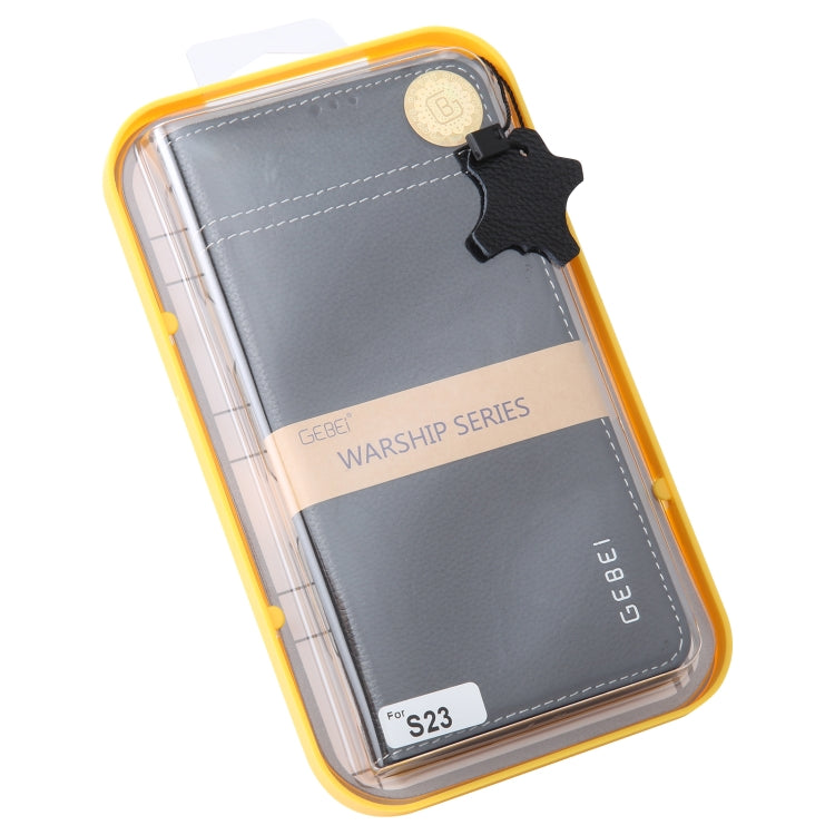 For Samsung Galaxy S23 5G GEBEI Top-grain Horizontal Flip Leather Phone Case(Black)