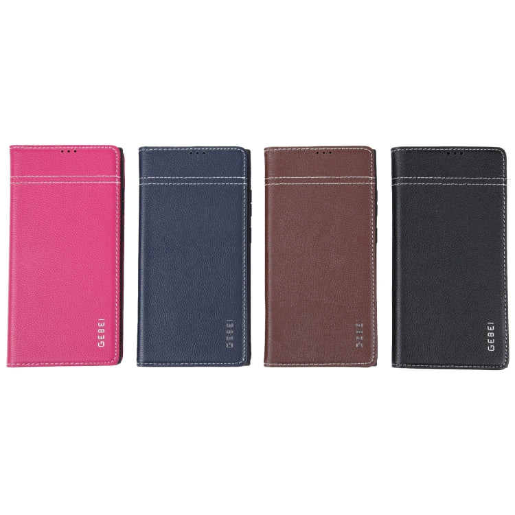 For Samsung Galaxy S23 5G GEBEI Top-grain Horizontal Flip Leather Phone Case(Black)
