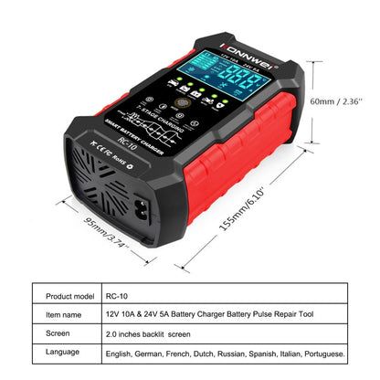 KONNWEI RC-10 2 inch Car Battery Charger Battery Pulse Repair Tool, Plug Type:US Plug