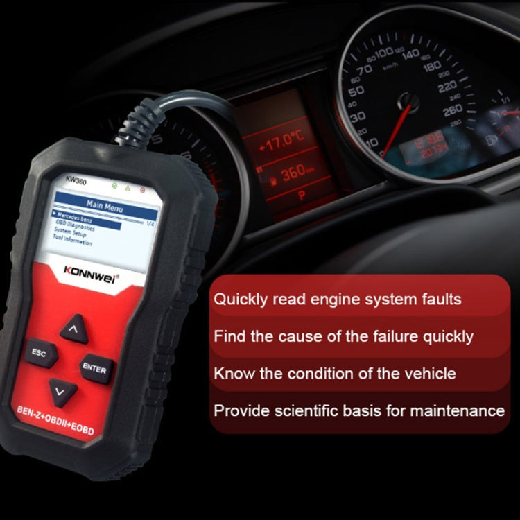 Pour détecteur de panne de voiture OBD2 2,4 pouces KONNWE KW360 Mercedes Benz