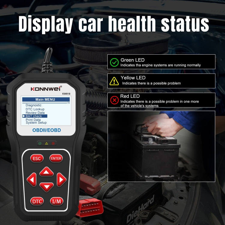 Outil de diagnostic Bluetooth KW818 pour voiture KONNWE OBD2 Détecteur de pannes