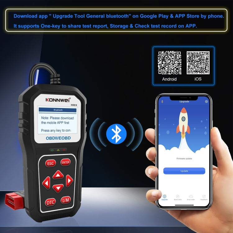 Outil de diagnostic Bluetooth KW818 pour voiture KONNWE OBD2 Détecteur de pannes