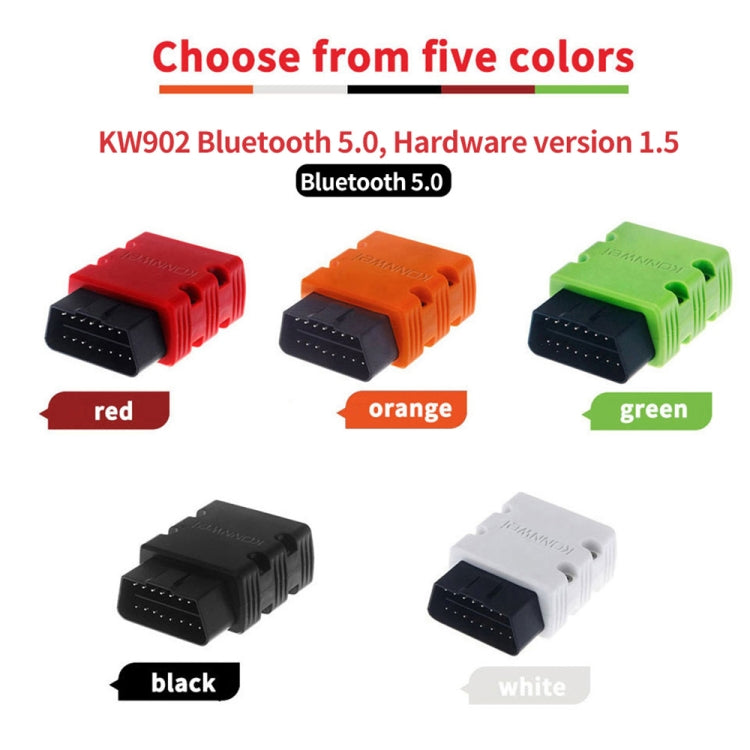 KONNWEI KW902 Bluetooth 5.0 OBD2 Outil de Diagnostic Automobile Support IOS / Android (Noir)