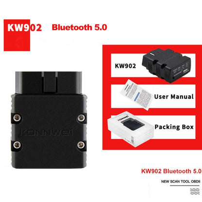 KONNWEI KW902 Bluetooth 5.0 OBD2 Outil de Diagnostic Automobile Support IOS / Android (Noir)